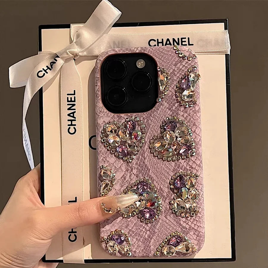Elegant Crystal-Studded Heart Case.