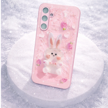 Pink lucky bunny 3D soft phone case