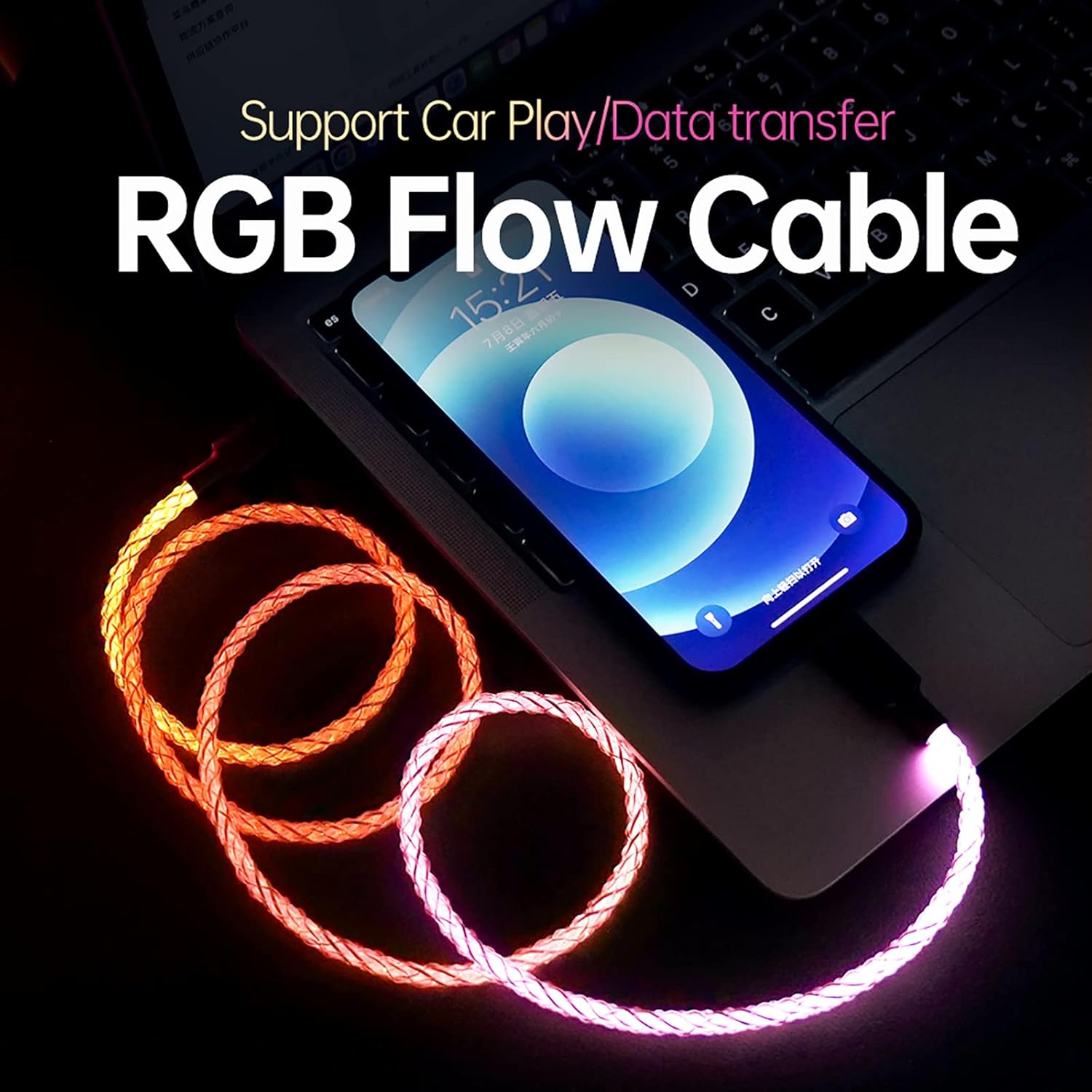 HOCO RGB Glowing Type C Turbo Charging Cable - High Quality.