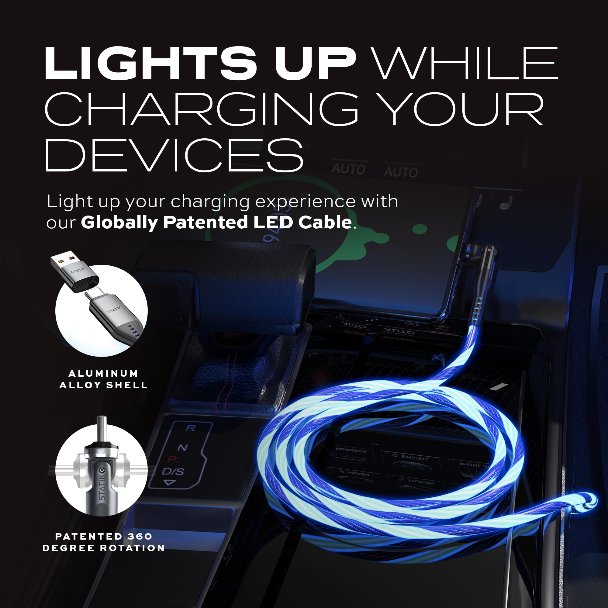 HOCO RGB Glowing Type C Turbo Charging Cable - High Quality.