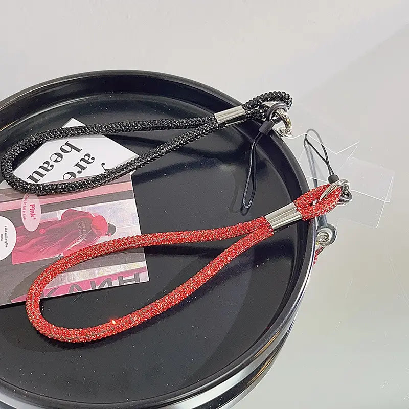 Diamond Inlaid Wrist Strap Keychain - Bag & Car Pendant