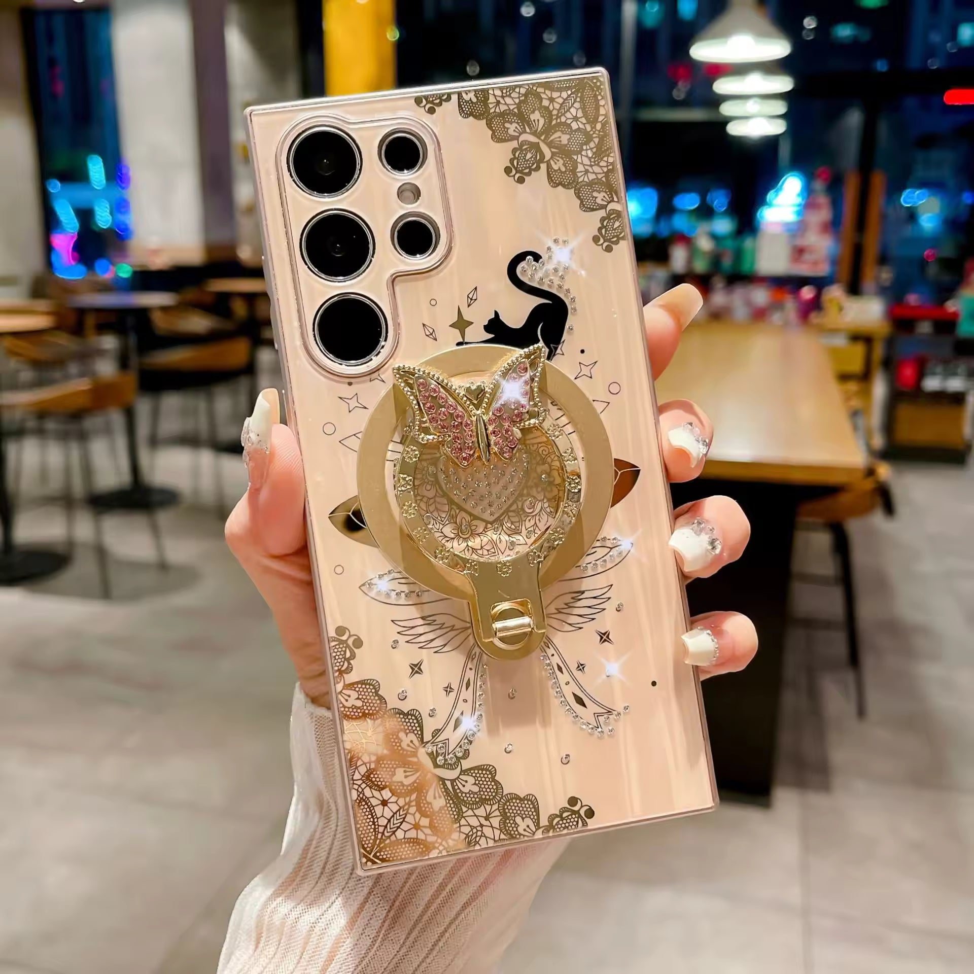 ORRY Sparkling Diamond Cat Butterfly Phone Accessory