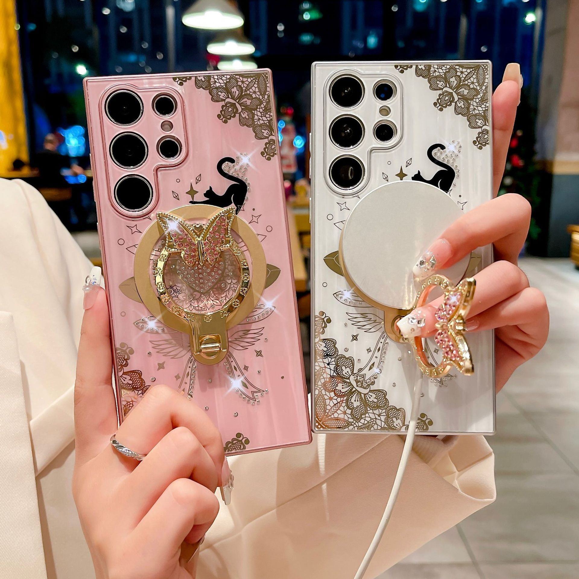 ORRY Stylish Diamond Cat and Butterfly Grip Holder