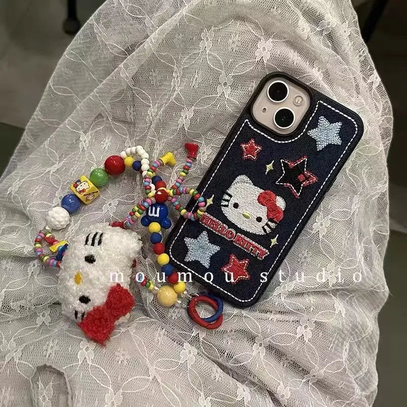 Kawaii Kitty Beaded Keychain - Plush Phone Strap