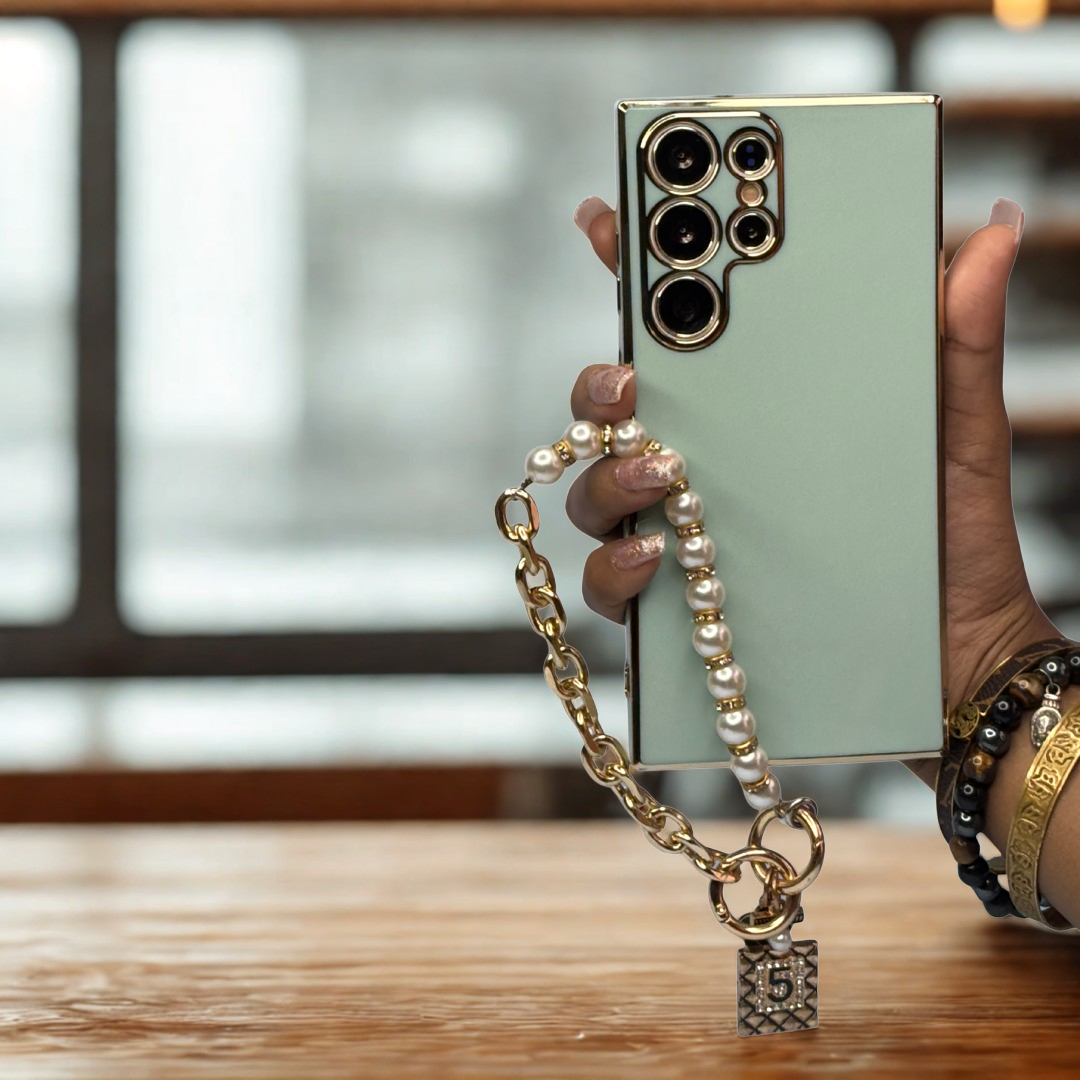 Premium Samsung Galaxy cover with pearl charm strap – orry