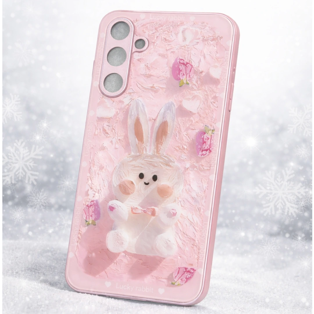 Pink bunny cartoon soft phone cover