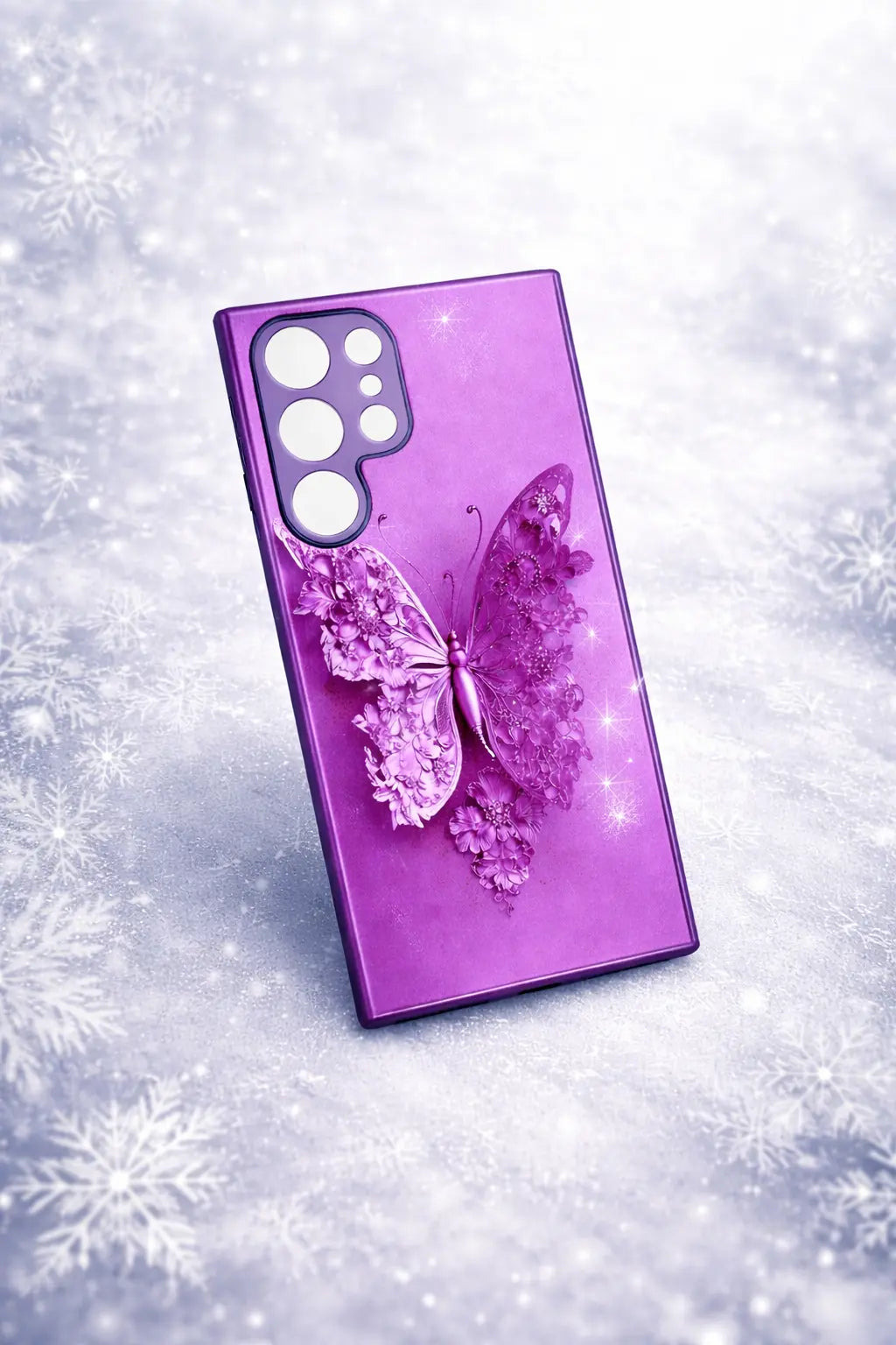 Elegant purple blossom butterfly design phone case