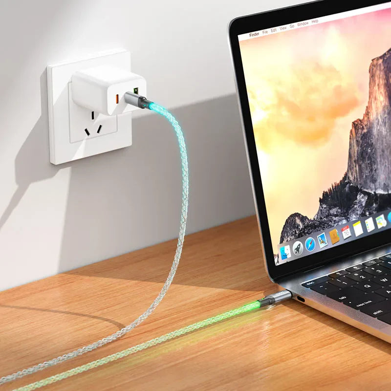 HOCO RGB Glowing Type C Turbo Charging Cable - High Quality.