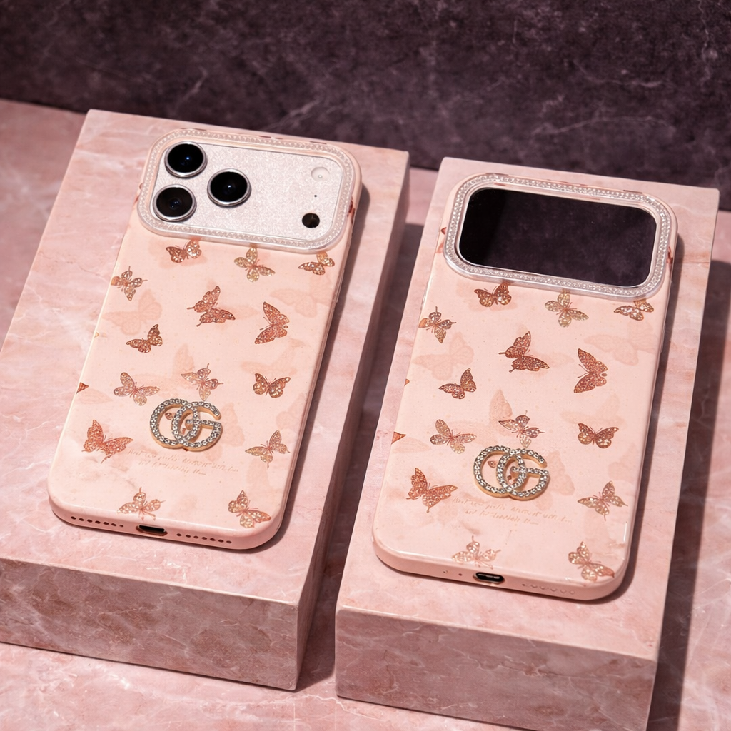 ORRY Luxury Blush Butterfly Crystal Phone Case