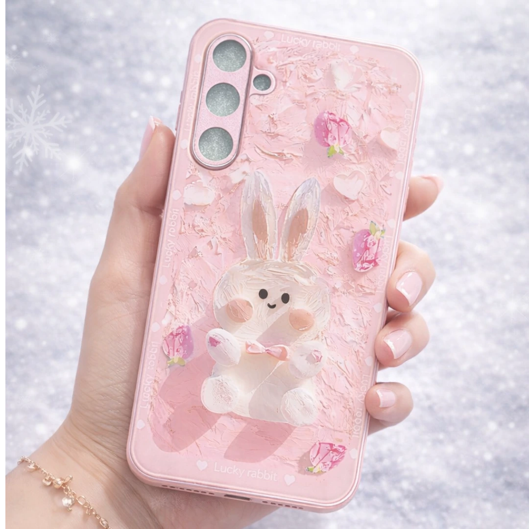 Girly pink bunny soft silicone phone case