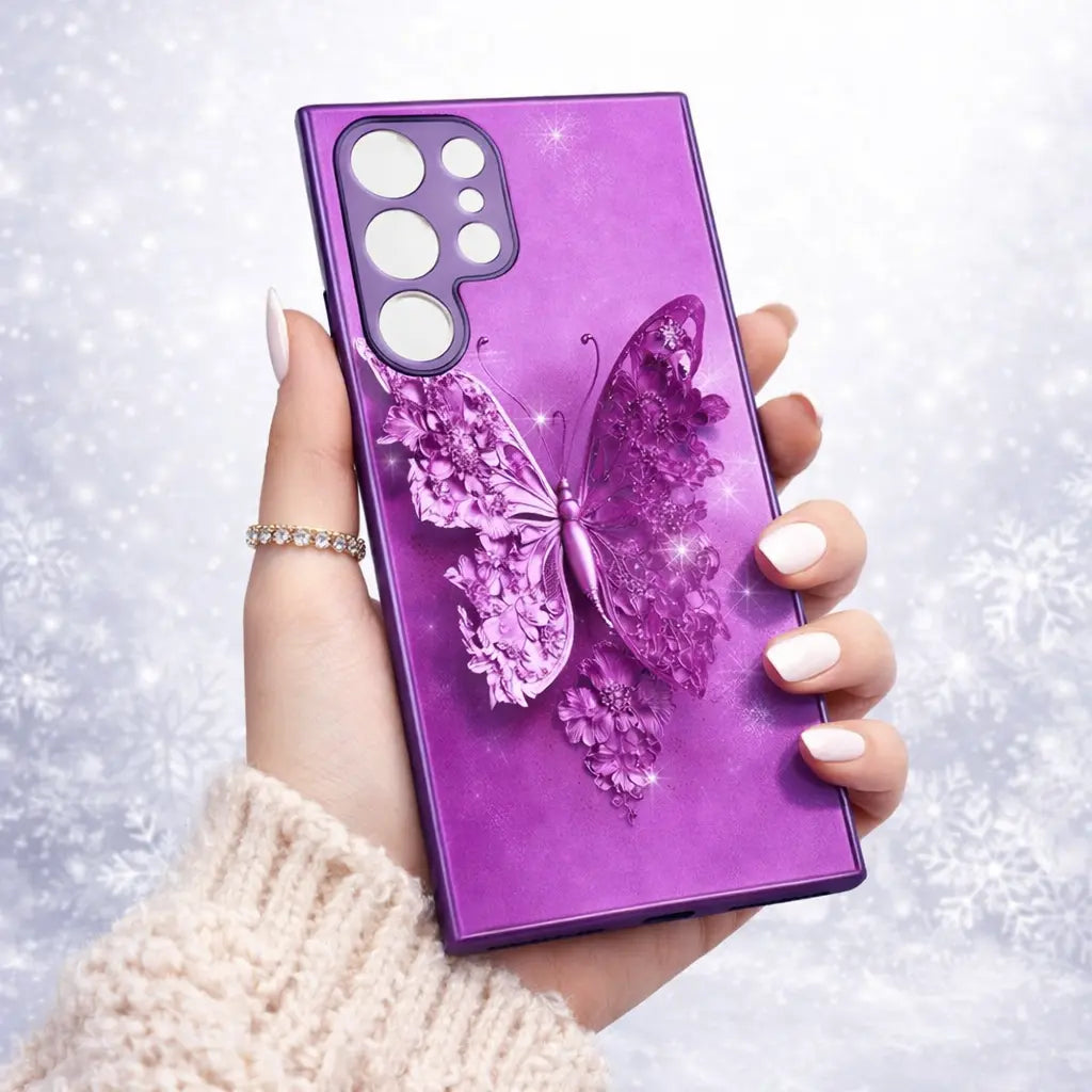 Purple blossom butterfly phone case aesthetic