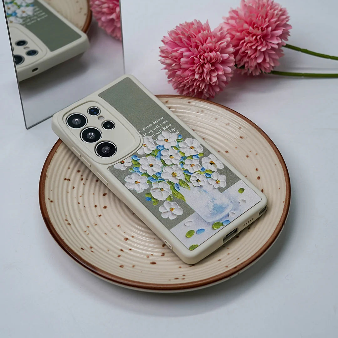 Stylish classic flower white phone case